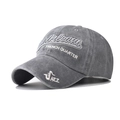 Detailed embroidery of New Orleans French Quarter on a washed cotton grey baseball cap - Adjustable / Gray (Jazz)