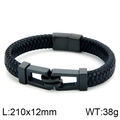 Pulsera de cuero trenzado negro para hombre con cierre magnético, talla 210x12mm - Estilo B Negro / 21.5cm