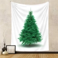 Dettaglio di un arazzo natalizio bianco con motivo ad albero verde in una stanza moderna - 73X95 CM (Esportazione Spazzolato) / Pino Verde Minimalista (GT100612)