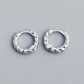 Poliert S925 Sterling Silber Creolen mit einem klassischen gedrehten Seil-Textur-Design - 925er Silber / Weißgold