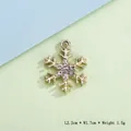 Golden snowflake pendant charm with white rhinestones for DIY jewelry making - Large Gold Snowflake
