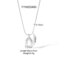 Dettaglio della collana wishbone in acciaio argento con dimensioni e catena da 40cm - Stile Wishbone (YYN023493)