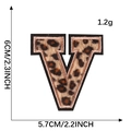 Leopard print velvet letter V patch with pink embroidered edges for garment DIY - Letter V