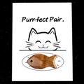 Brown fish-shaped natural stone pendant on a cute cat-themed gift card for lovers - Tiger's Eye