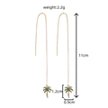 Golden palm tree long tassel earrings with green and white zircon stones in 11cm length - NE1043 Palm Tree