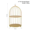 Golden double-layer birdcage organizer for luxury perfumes and skincare storage - Gold - Double Tier Birdcage Organizer