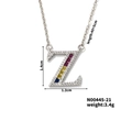 Fashion silver copper necklace with letter Z pendant and colorful cubic zirconia - Letter Z Style (N00445-21)