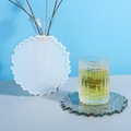 Moule en silicone pour sous-verres en résine à bords ondulés, fini translucide - Moule de dessous de verre rond à vague large miroir