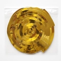 Close-up of golden spiral PVC hanging ornaments in packaging for party ceiling decor - Double Spiral / Gold