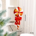 Christmas candy pendant with red white swirls and bow, 17cm holiday tree ornament - Lollipop