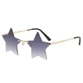 Star shaped rimless sunglasses with purple gradient lenses and golden metal frames - Gold Frame Gradient Gray Lens