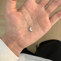 Silver-toned fine chain necklace featuring a minimalist croissant-shaped charm pendant - Croissant Shaped Metal Pendant Necklace (XL3296)
