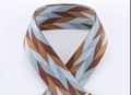 Ethnic style wide shoulder strap with brown and blue geometric herringbone pattern - No.11 Grey Blue Brown