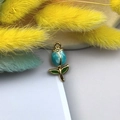 Ciondolo a forma di tulipano blu con profilo dorato per creazione di gioielli fai da te - Blu