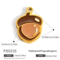 Pendentif gland en acier inoxydable doré 18K avec dimensions et détails précis - Pendentif Gland de Chêne PJ93216