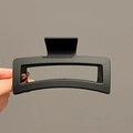 Matte black oversized rectangular claw clip with a hollow design for thick hair - 12.5CM Square / Matte Black