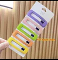 Set of 5 minimalist rectangular PU leather hair clips in assorted vibrant colors - Apple Green