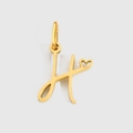 Pendentif lettre H en acier titane doré poli avec coeur pour collier bijoux - Lettre H