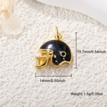 Gold-plated black American football helmet pendant with dimensions for DIY jewelry making - Helmet