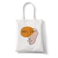 White canvas tote bag featuring minimalist face line art with orange and pink accents - Style D (Orange Pink Face)
