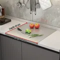 Brushed stainless steel cutting board with L-shaped edge, silver finish, 50x40cm size - 40x50cm