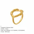 Minimalistischer unregelmäßiger französischer Edelstahlring mit feiner 18K Vergoldung - US 6 / Lava Wellen-Stil (TR18903) / 18K-Gold