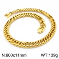 Goldene Doppelgewebe-Cuban-Kette aus Edelstahl, 600x11mm polierte Gliederkette - Gold (600x11mm)