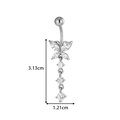 Piercing nombril papillon argenté avec zircons et pendentif gland, long de 3,13 cm - Style de Gland de Papillon (2609-2#) / Argent