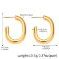 Orecchini a cerchio minimalisti a forma di U in acciaio inossidabile placcato oro - Piccolo / Oro (F336)
