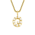 Elegant gold titanium steel box chain necklace featuring a pearl-inlaid letter G - Letter G - Gold