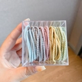 Set di elastici per capelli a spirale colorati in scatola trasparente, tonalità pastello - Confezione in scatola / 7# Stile Filettato Macaron (50 Pezzi/Scatola)