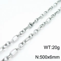 Zilveren 6mm titanium stalen O-schakelketting, 500mm lengte met stevige karabijnsluiting - Staalkleur (50CM)