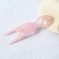 Pink U-shaped hair fork in tortoiseshell resin for effortless French hair buns - 9cm Fishtail Double Prong (Labeled Pink) / 9cm U-Shaped Hair Fork / Pink