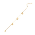 Elegante bracciale dorato con ciondoli a farfalla e inserti bianchi su catena sottile - Bracciale a Farfalla Satinata