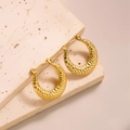 Boucles d'oreilles croissants plaquées or 18k avec texture martelée pour femmes - EH077/Créole Croissant Martelée