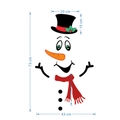 Detailed dimension guide for Christmas snowman magnetic stickers showing height of 73 cm - 73x43 cm