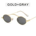 Retro gold arch bridge sunglasses with oval grey lenses in a classic punk style - Gold Frame Full Grey