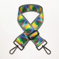 Adjustable colorful diamond pattern bag strap with black-and-white checkered edges and hooks - Style 3 Gunmetal Buckle