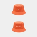 Oranger Anglerhut aus Baumwolle mit weißem Smiley und Night Call Stickerei - M (56-58cm) / Orange