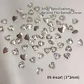 Heart-shaped clear mini cubic zirconia 3x3mm flatback nail art crystals 50pcs - 3x3mm Heart Flatback Zircon
