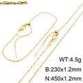 Adjustable 18K gold-plated stainless steel chain set with necklace and bracelet details - Twisted Box Chain Bracelet / Gold