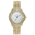Orologio da donna lussuoso in oro con strass luminosi e cinturino in acciaio lucido - Oro