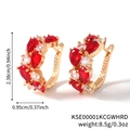 Boucles d'oreilles dorées avec zircons rouges en goutte et accents de cristal clair - KC Or Blanc + Zircon Rouge