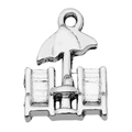 Silver alloy beach chair and umbrella pendant charm for jewelry making and keychains - Beach Chair