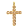 Gold cross pendant featuring inlaid champagne cubic zirconia and a classic vintage style - Pendant 110 (Gold Pave Champagne Stone Cross)