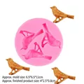 Pink 3-cavity bird silicone mold for DIY fondant chocolate and clay with bird shapes - Pink
