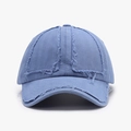 Casquette de baseball en coton délavé gris-bleu avec bords effilochés au style vintage - Bleu Gris (23A052)