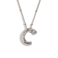 Balloon letter C pendant necklace in silver finish with metallic gloss chain - Steel-Letter C