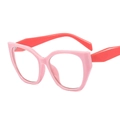 Cat eye glasses in pink and orange dual-tone frame with clear fashion lenses - Pink Frame Red Temple Clear Lens