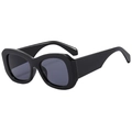 Retro square large frame Y2K sunglasses with wide temples in solid black 45-degree view - Bright Black
